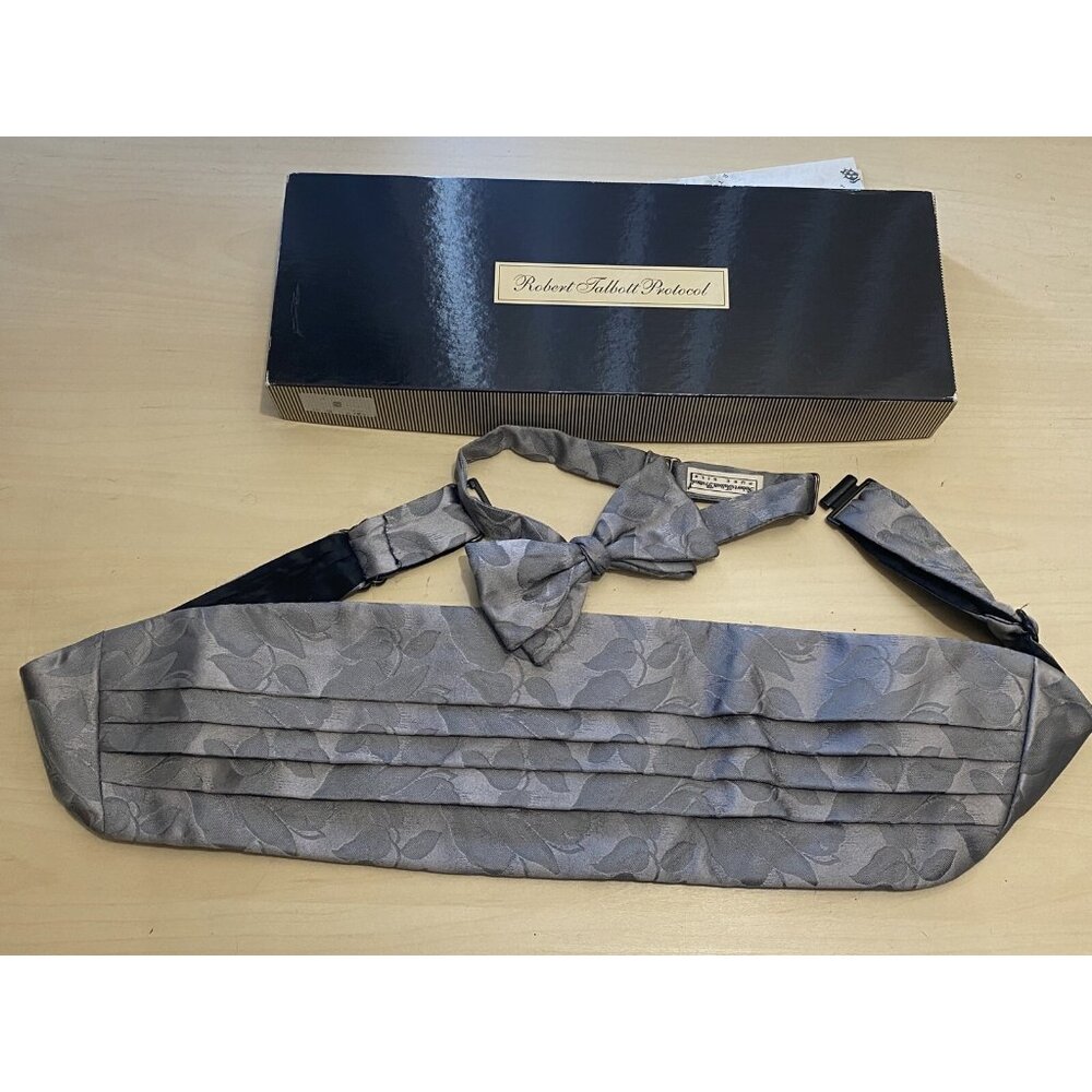 Robert Talbott Protocol Silver Metallic Floral Cu… - image 1